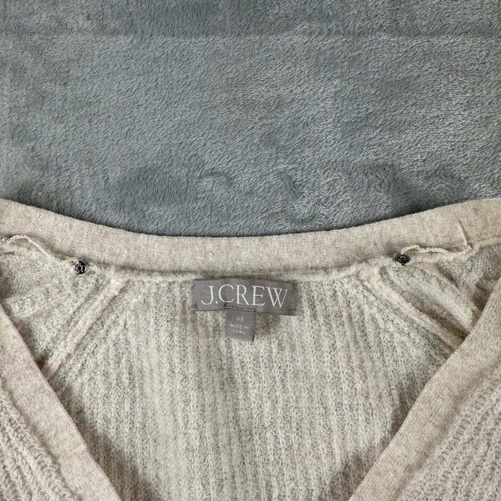 J.Crew Supersoft Cropped Cardigan Womens XS Cream Merino Alpaca Cable Knit - Picture 5 of 9